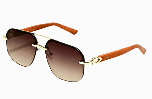 Cartier - Golden - Brown Gradient - Sunglasses